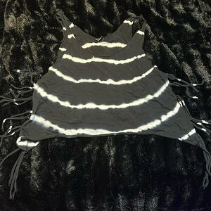 Forever 21 Navy & White Fringe Tank Top